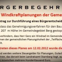 Berger Bürgerbegehren gegen Windkraft Berger Bürgerbegehren gegen Windkraft